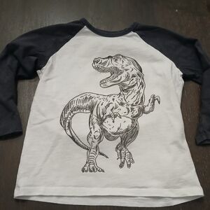 Zara Dinosaur Embelished Jersey Long Sleeved Top 100% Cotton Size:4-5